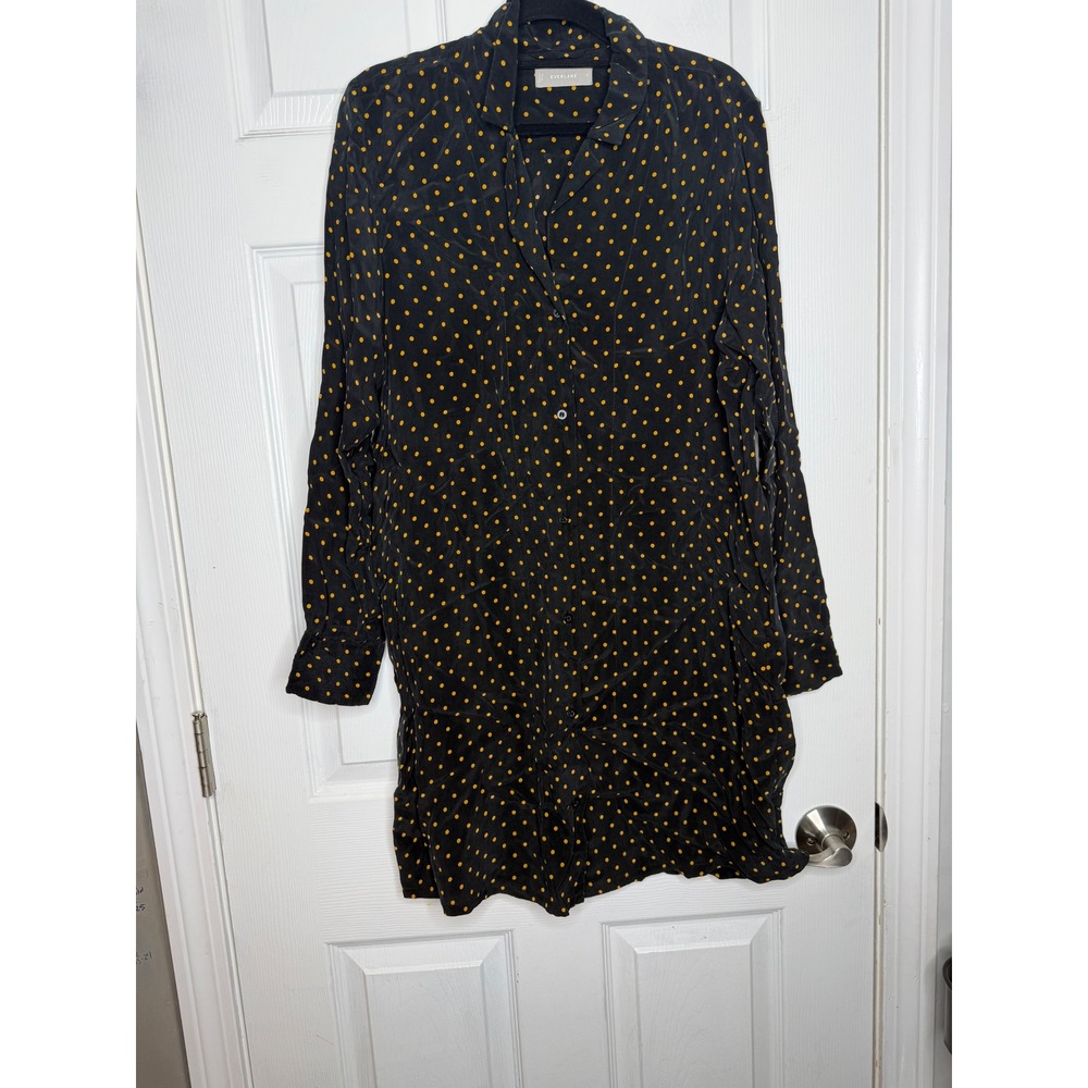 Everlane the polka dot shirt dress black/yellow Size 10